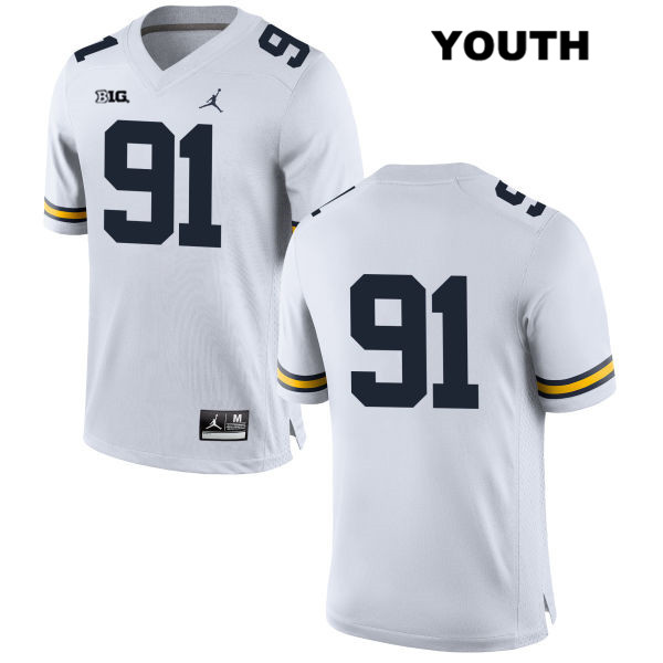 Youth NCAA Michigan Wolverines Taylor Upshaw #91 No Name White Jordan Brand Authentic Stitched Football College Jersey WC25C54NM
